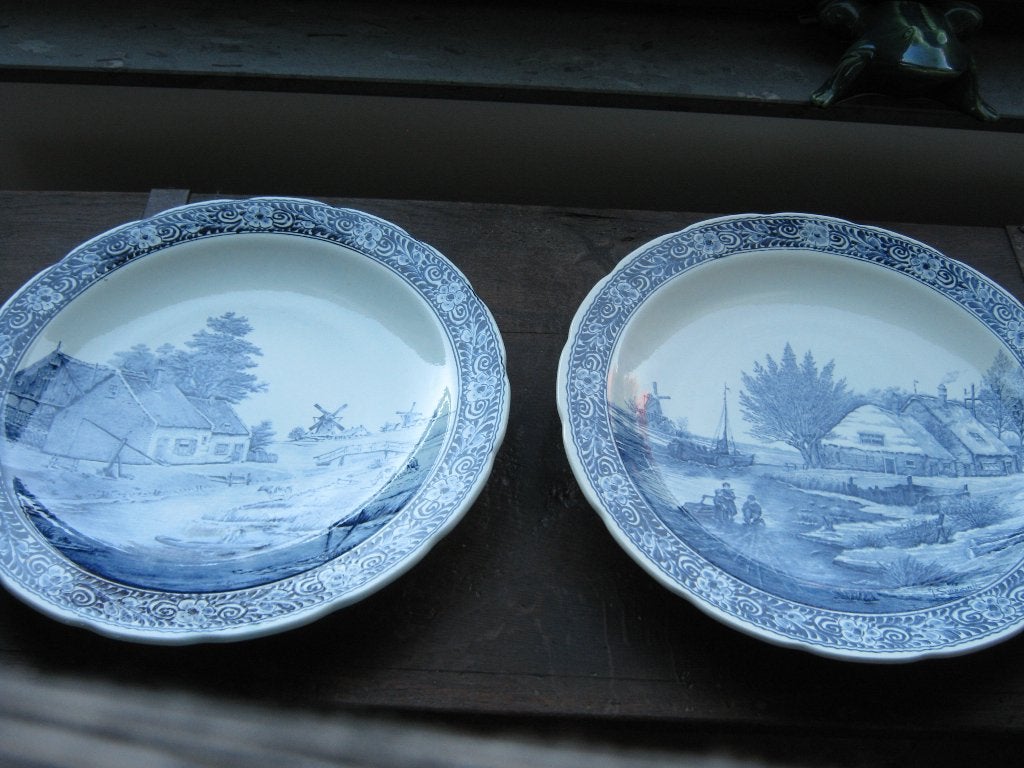 2 extra grote antieke delfst blauwe antieke schotels, Antiek en Kunst, Ophalen