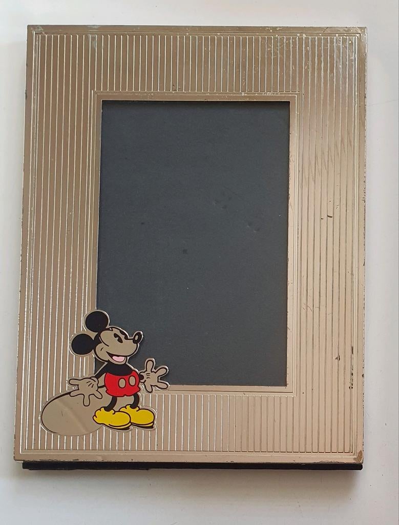 Vintage zilverkleurig fotolijstje Mickey mouse Disney, Ophalen of Verzenden, Mickey Mouse, Gebruikt, Overige typen