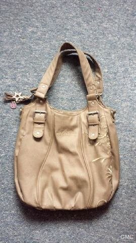 Brunotti dames handtas taupe kleurig met riempjes motief, Ophalen of Verzenden, Zo goed als nieuw, Beige, Handtas