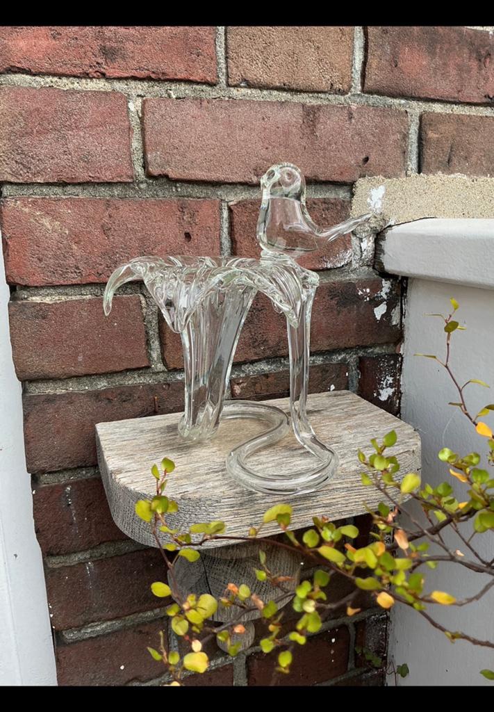 Bijzonder apart doorzichtig glas object, soort vaasje+ vogel, Ophalen of Verzenden