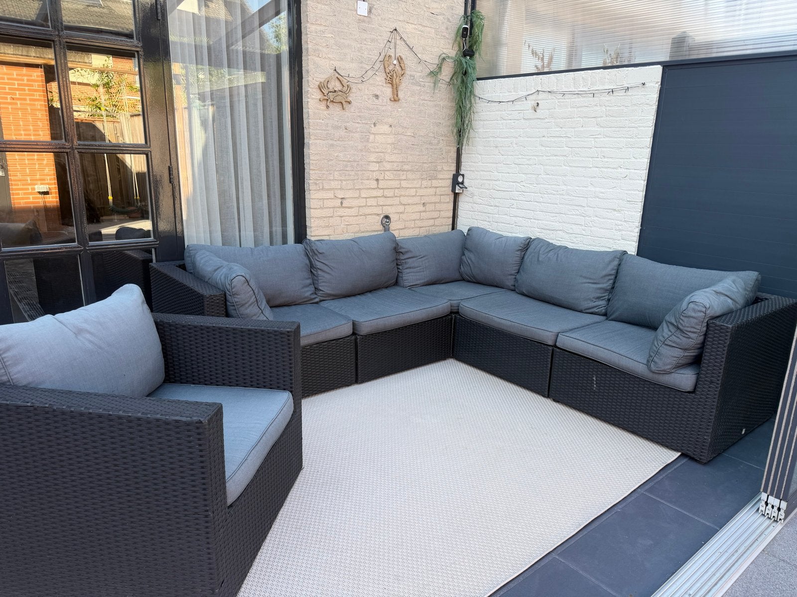 Lounge set - tuinbank met kussens 240x240cm, Tuin en Terras, Tuinsets en Loungesets, Ophalen, Gebruikt, Meer dan 8 zitplaatsen