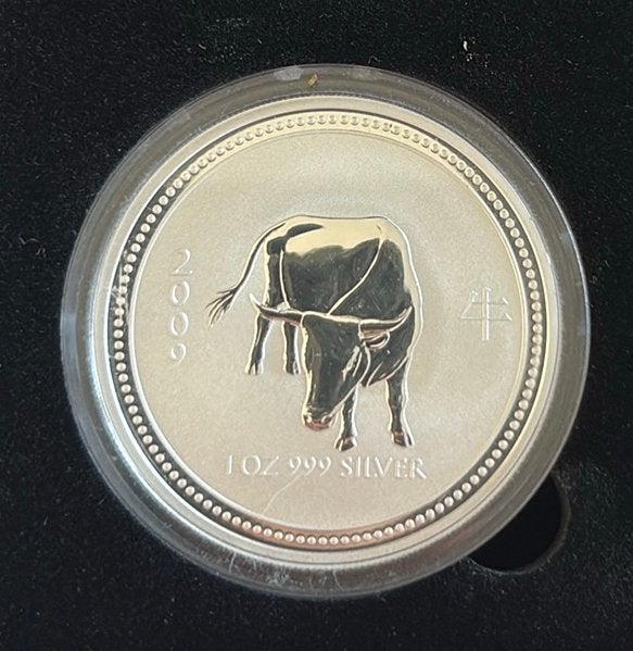 1 ounce zilver Lunar 1 Year of the Ox 2009 in capsule, Ophalen of Verzenden, Zilver