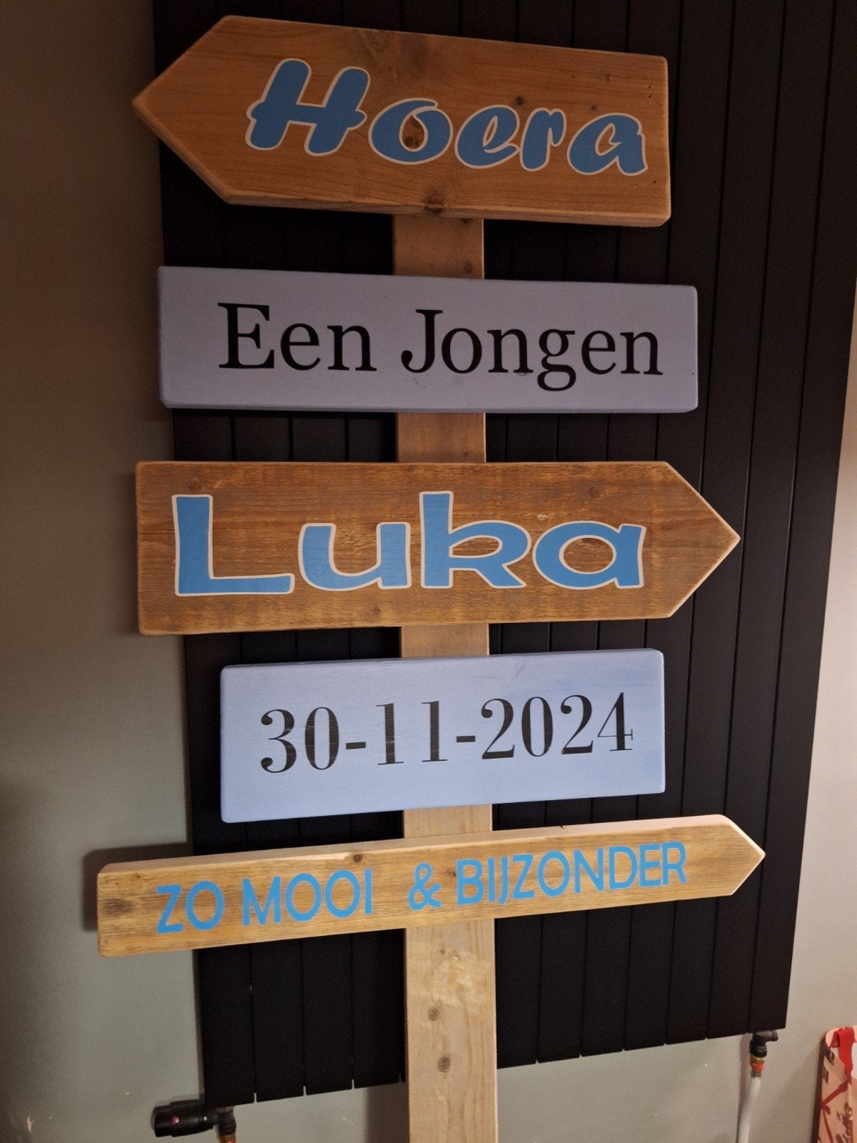 Wegwijzers geboorte bord Babyshower baby Gender reveal, Ophalen of Verzenden, Nieuw