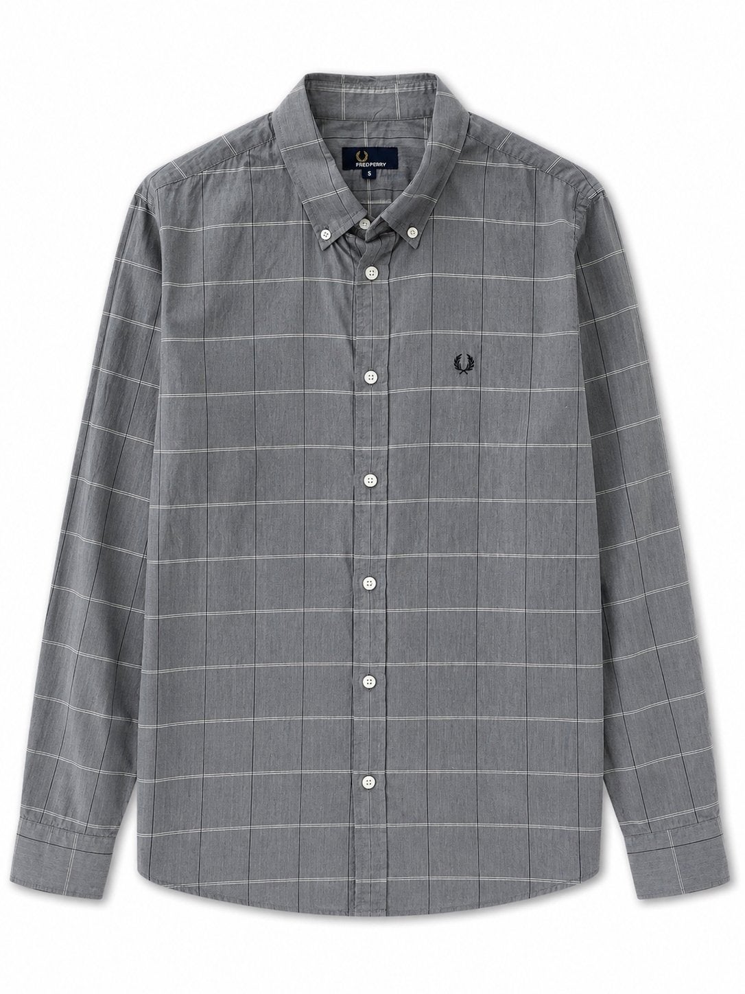 Fred Perry Overhemd – Grijs Geruit – Maat S, Ophalen of Verzenden, Zo goed als nieuw, Grijs
