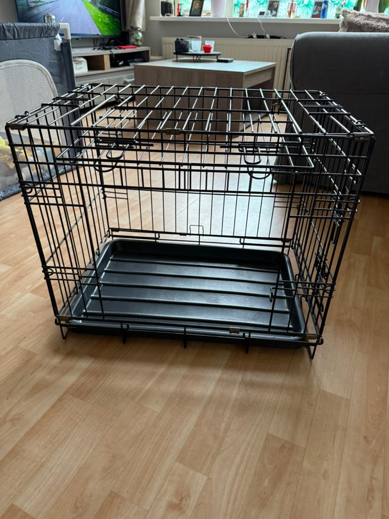 Complete hondenbench met lekbak en dubbele deur, Dieren en Toebehoren, Ophalen, Zo goed als nieuw