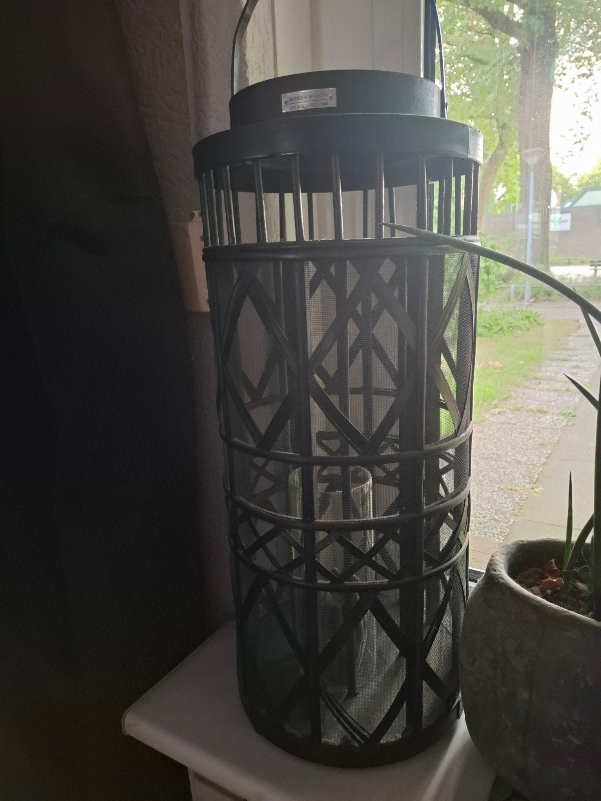 riviera maison lantaren XL, Huis en Inrichting, Woonaccessoires | Kandelaars en Kaarsen, Ophalen, Gebruikt, Zwart, Rivièra Maison