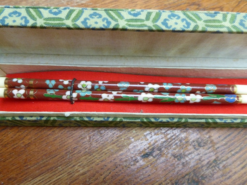 2 setjes eetstokjes met cloisonne, Ophalen of Verzenden