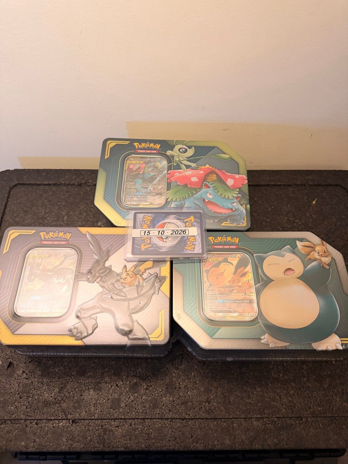 Pokémon TCG - Tag Team Tins - Complete set, Ophalen of Verzenden, Zo goed als nieuw, Meerdere kaarten