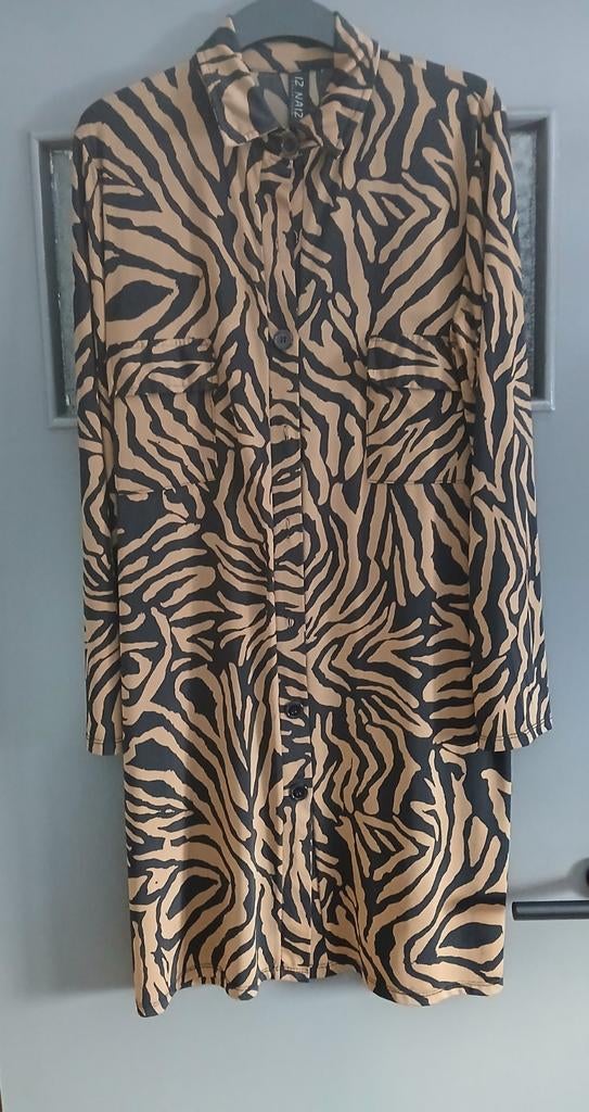 Iz Naiz travelstof blouse-tuniek maat L, Ophalen of Verzenden, Zo goed als nieuw, Maat 42/44 (L), Zwart