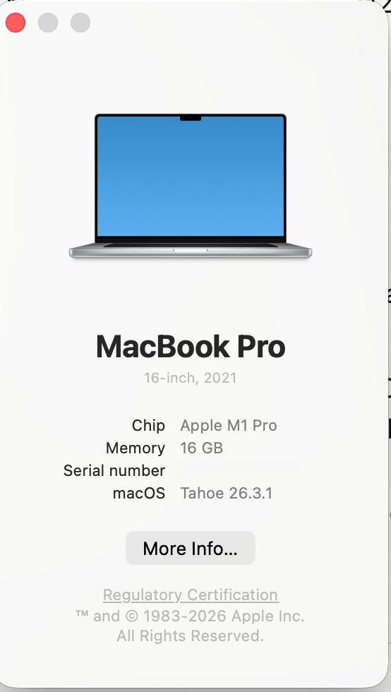 MacBook Pro 16 inch M1 Pro 512 GB 16 GB, Qwerty, 512 GB, Zo goed als nieuw, 16 inch