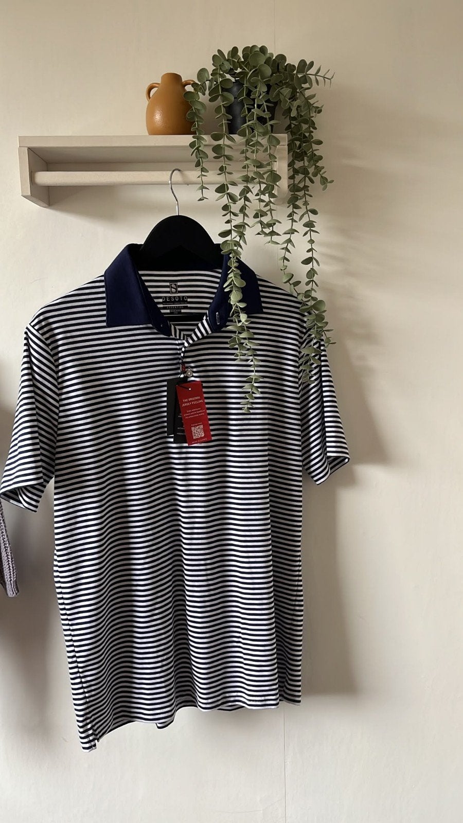 Nieuwe DESOTO herenpolo 39/40 – blauw-wit gestreept – met ta, Ophalen of Verzenden, Nieuw, Maat 48/50 (M), Blauw