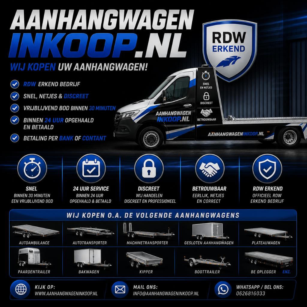 INKOOP - OPKOPER - AANHANGWAGEN INKOPER - RDW erkend, Ophalen of Verzenden