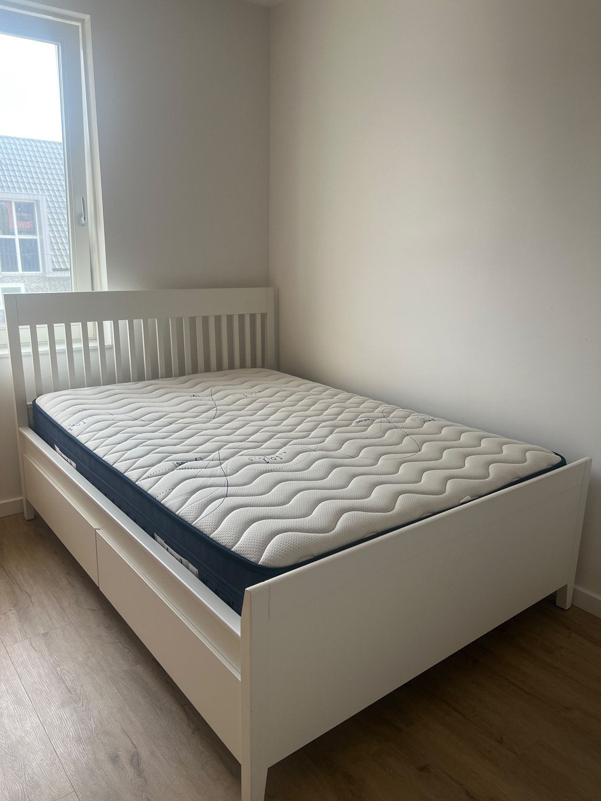 Idanäs bedframe met opberglades 140x200cm incl. lattenbodems, Ophalen, Wit, Tweepersoons, 140 cm