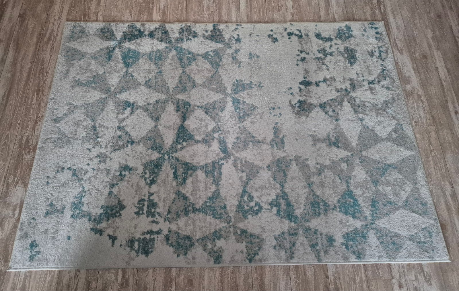 Vloerkleed 160x230 wit/blauw/grijs, Ophalen, Grijs, 150 tot 200 cm, 200 cm of meer