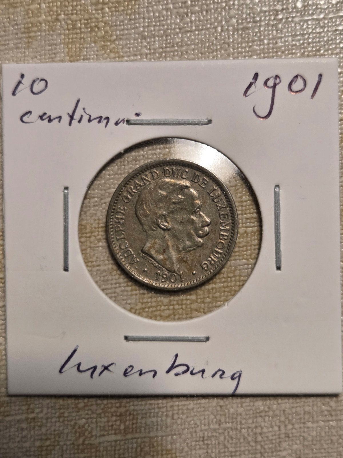 Luxemburg 10 Centimes 1901 - Adolf Groothertog, Ophalen of Verzenden, Overige landen