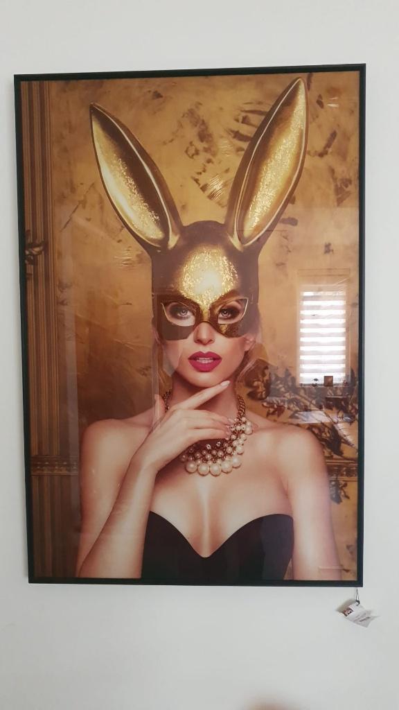 glasschilderij 80 cm x120 cm playboy bunny, Antiek en Kunst, Ophalen