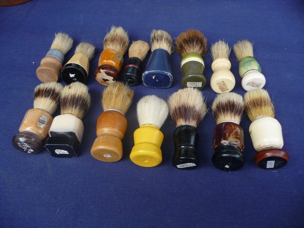 scheerkwasten antiek/oude kapperspullen, Verzamelen, Ophalen of Verzenden, Gebruikt