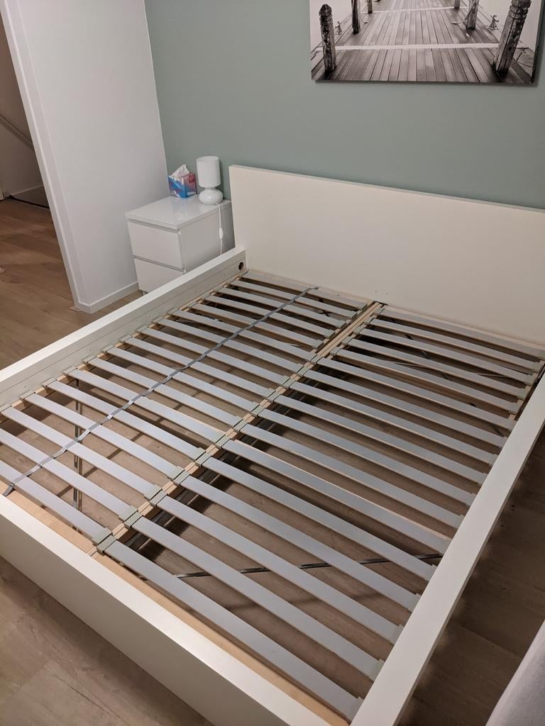 Ikea Malm bed 180x200 cm, Ophalen, Gebruikt, Wit, Tweepersoons
