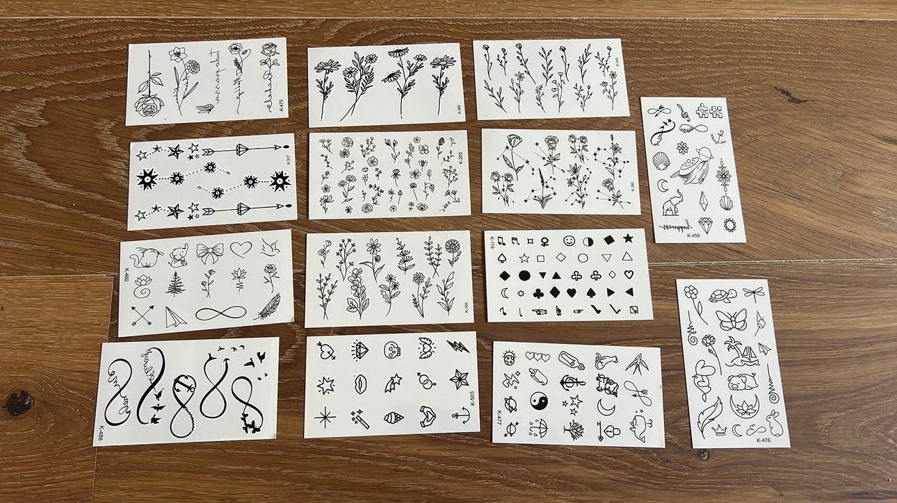 Tattoo velletjes 14 stuks, Ophalen of Verzenden, Nieuw, Stickers en Plaatjes