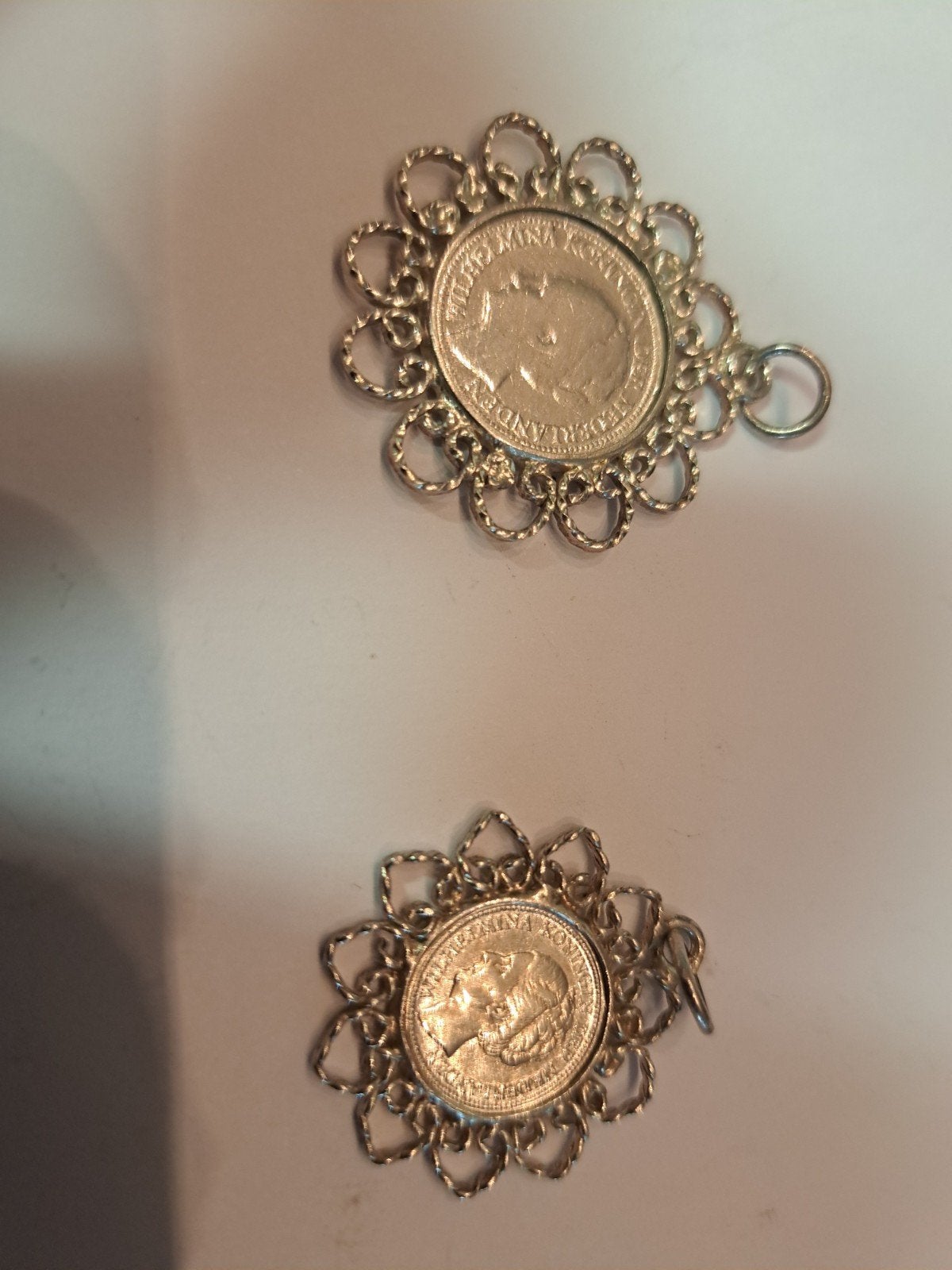 Vintage munt hanger -10 en 1944 en  25 cent 1928 Wilhelmina, Ophalen of Verzenden, Gebruikt, Zilver