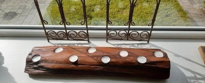 Teakhouten XXL robuuste plank voor waxinelichtjes, Huis en Inrichting, Woonaccessoires | Kandelaars en Kaarsen, Ophalen of Verzenden