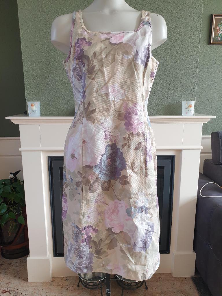 Scarva schilderachtige pastel lila beige jurk M 38, Maat 38/40 (M), Verzenden, Scarva, Beige