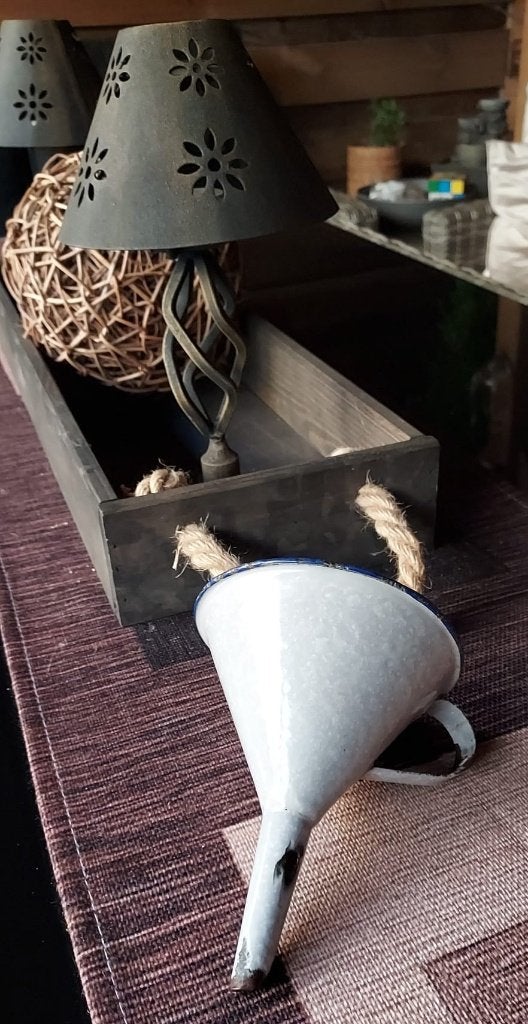 Emaille trechter grijs gespikkeld, Antiek en Kunst, Ophalen of Verzenden