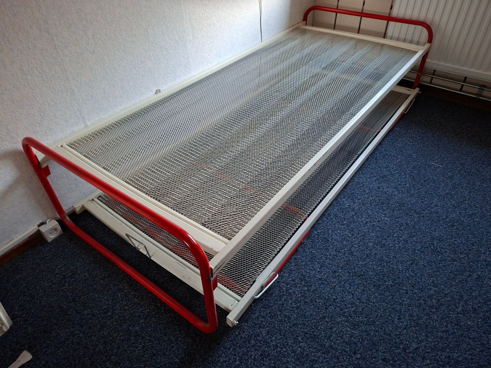Vintage onderschuifbed jaren 70, Ophalen, Gebruikt, Eenpersoons, 80 cm