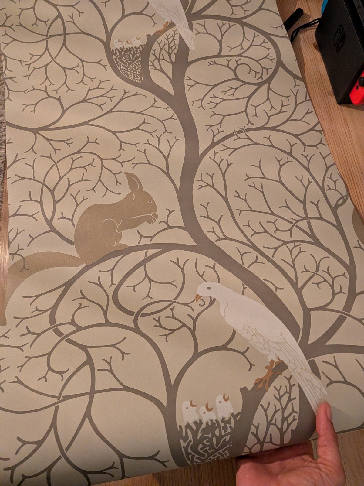 Sanderson Behang Squirrel & Dove - 1 rol en 2 losse stukken, Ophalen of Verzenden, Bruin