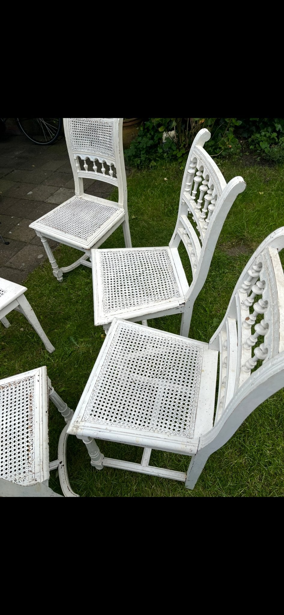 5 Brocante witte stoeltjes - decoratief, Antiek en Kunst, Ophalen of Verzenden