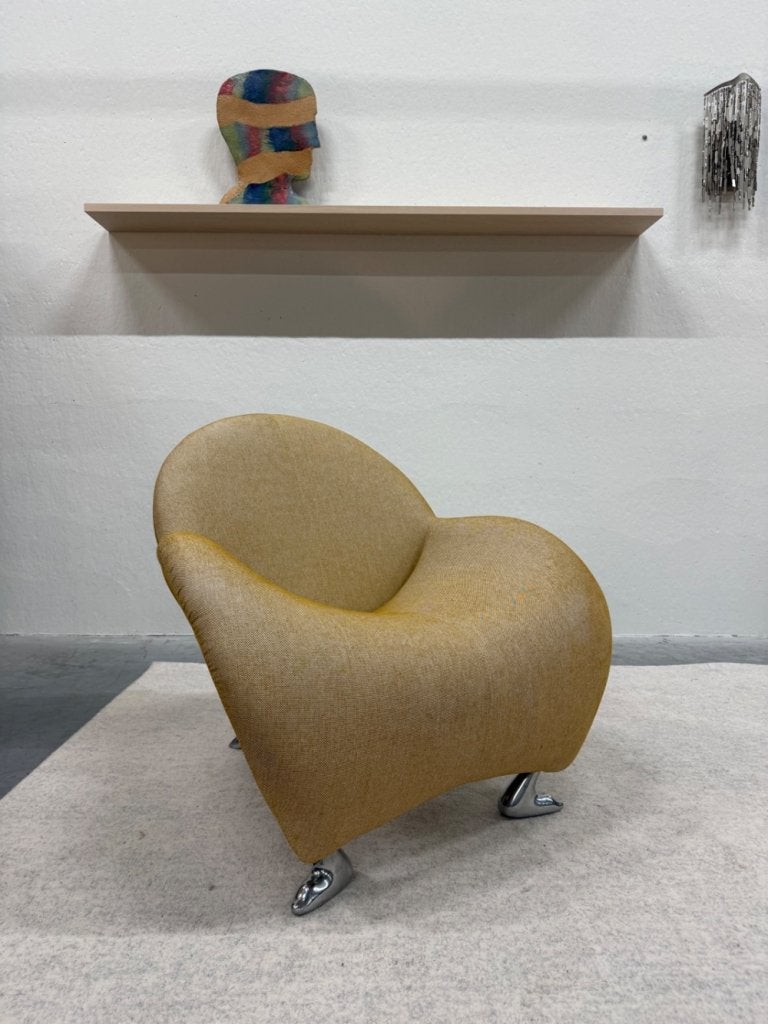 Nieuw Leolux Papageno Fauteuil geel stof Design stoel, Huis en Inrichting, Leolux, Info@leolux.nl, Nieuw, 75 tot 100 cm