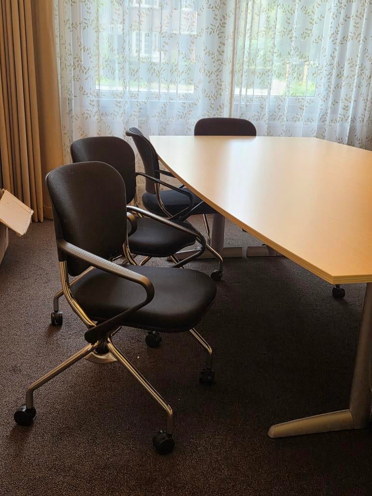 8x Comforto Haworth vergaderstoel verrijdbaar zwart / chrome, Zwart, Ophalen of Verzenden, Zo goed als nieuw, Vst