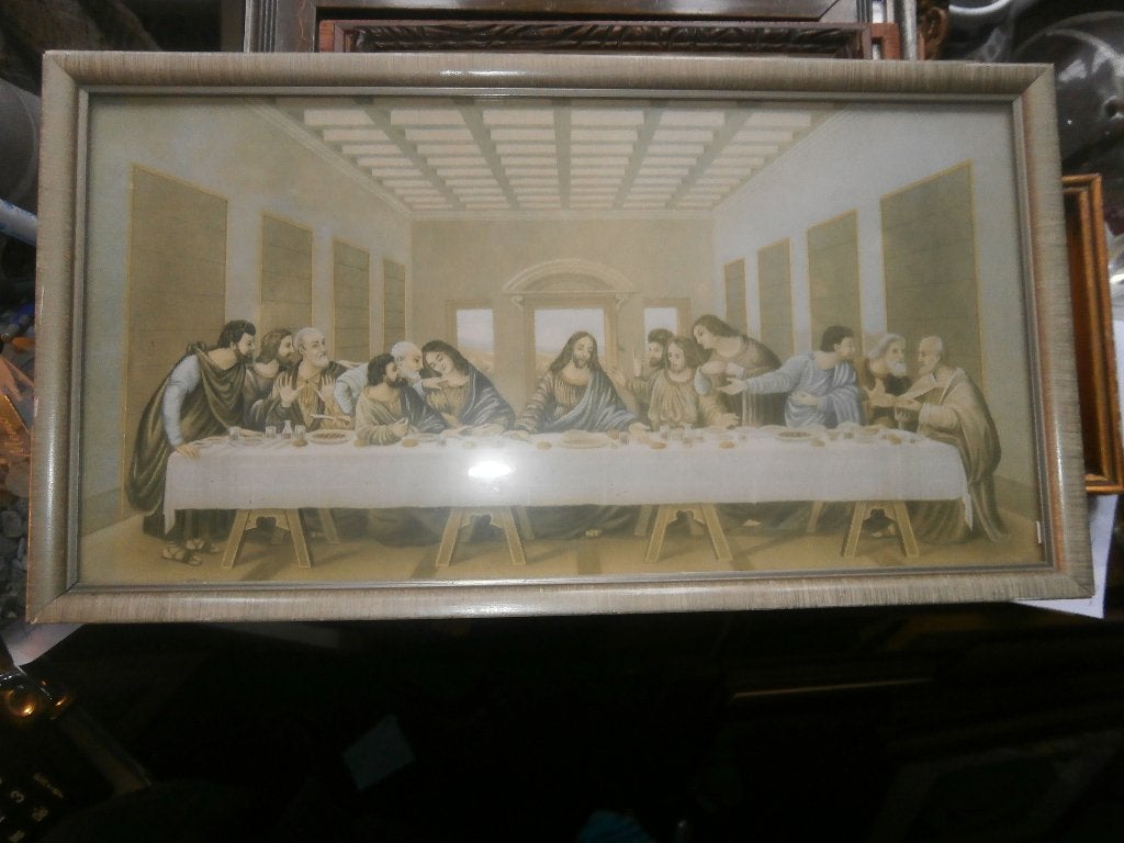 Mooie lichtgroene prent Laatste avondmaal was een geschenk, Ophalen of Verzenden