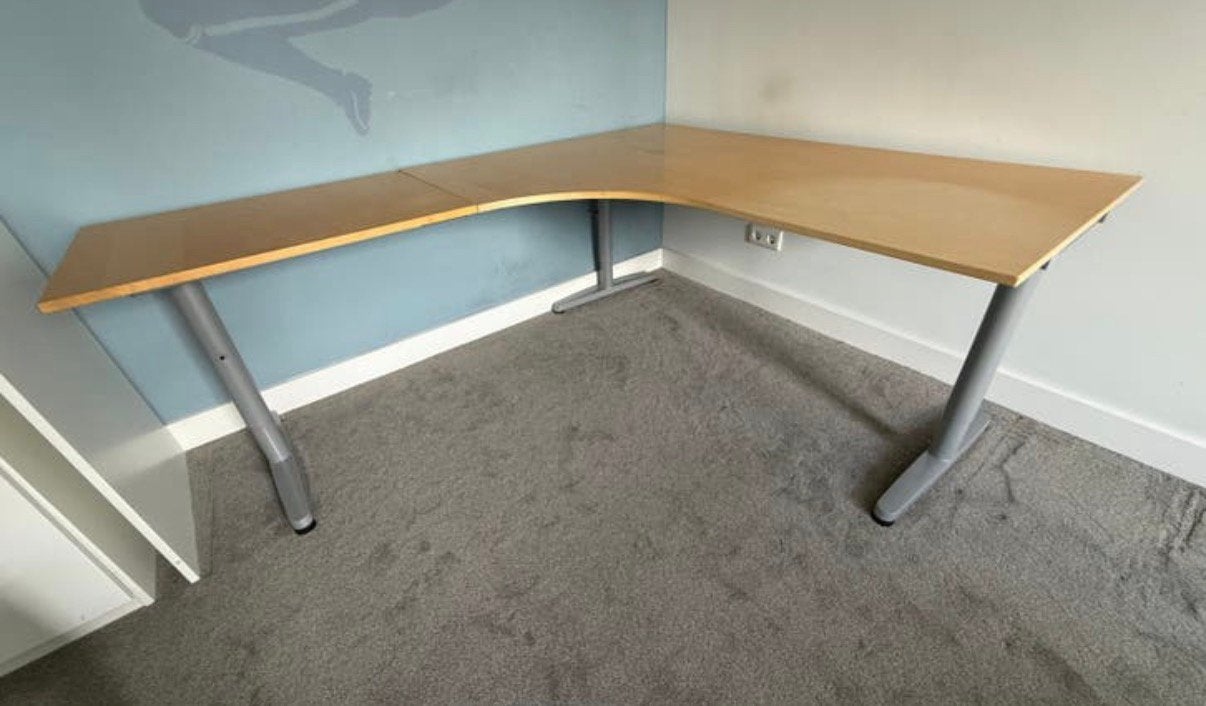 Gratis hoekbureau met verlengstuk van Ikea, Huis en Inrichting, Bureaus, Ophalen, Gebruikt, Hout, Hoekbureau