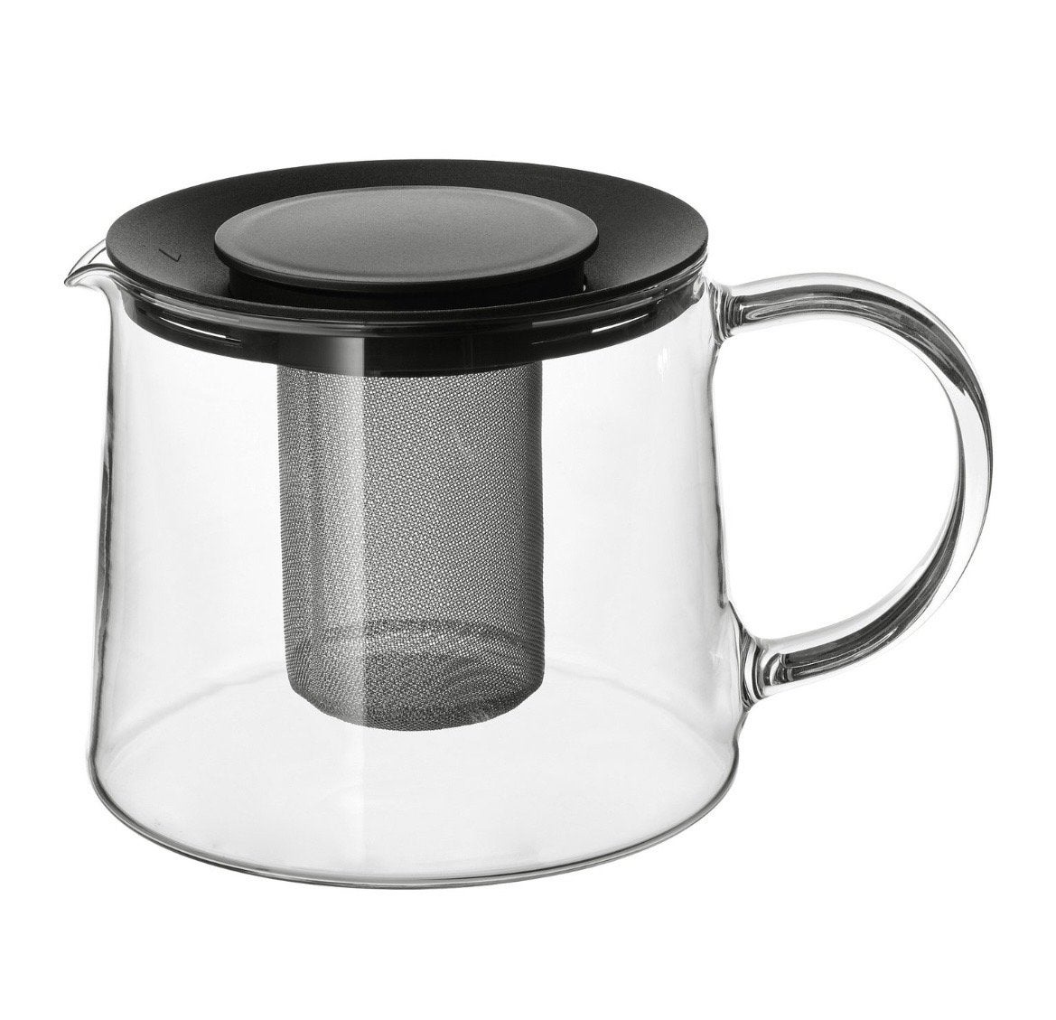Glazen theepot met theefilter - 1 ,5 liter, Glas, Nieuw, Zwart, Overige merken