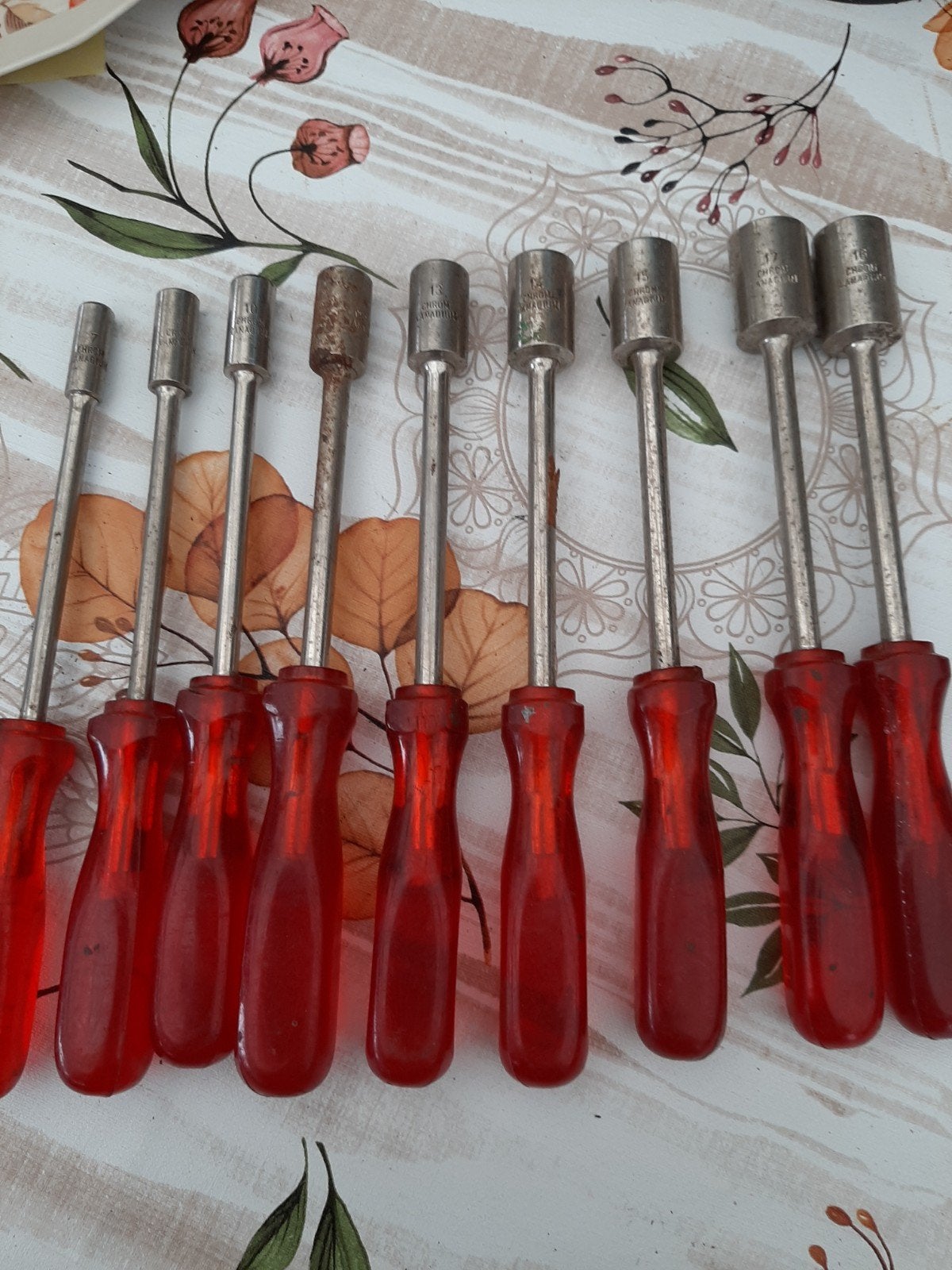 9 oude Favarella sleutels/ratels, maten 7 t/m 18, Ophalen