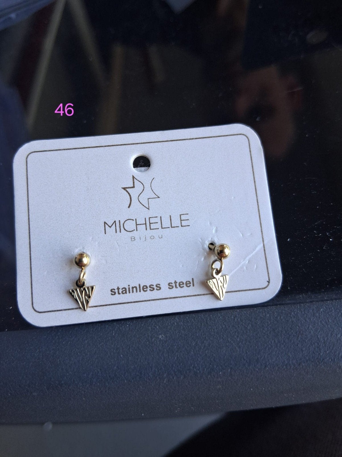 Michelle Bijou RVS Oorbellen met Driehoek Hanger, Ophalen of Verzenden