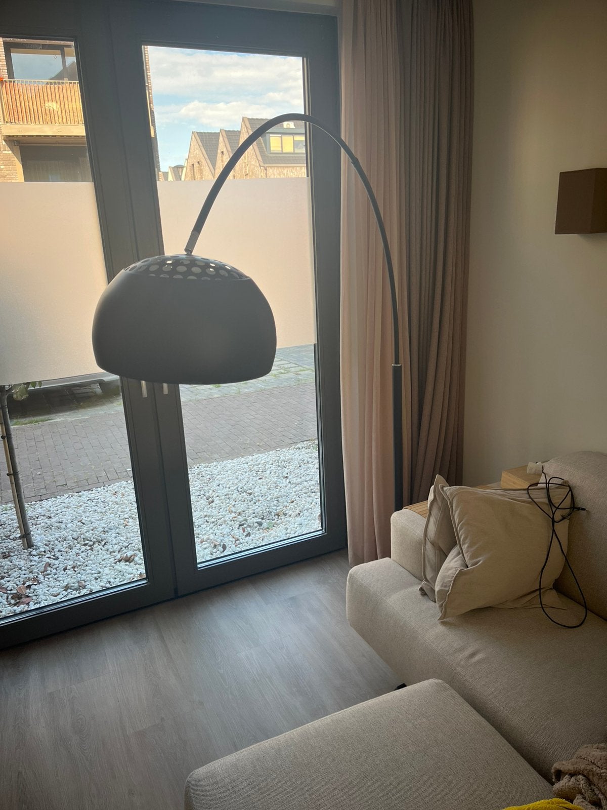 Disign booglamp, Huis en Inrichting, Ophalen, E27 (groot), Zo goed als nieuw, Metaal