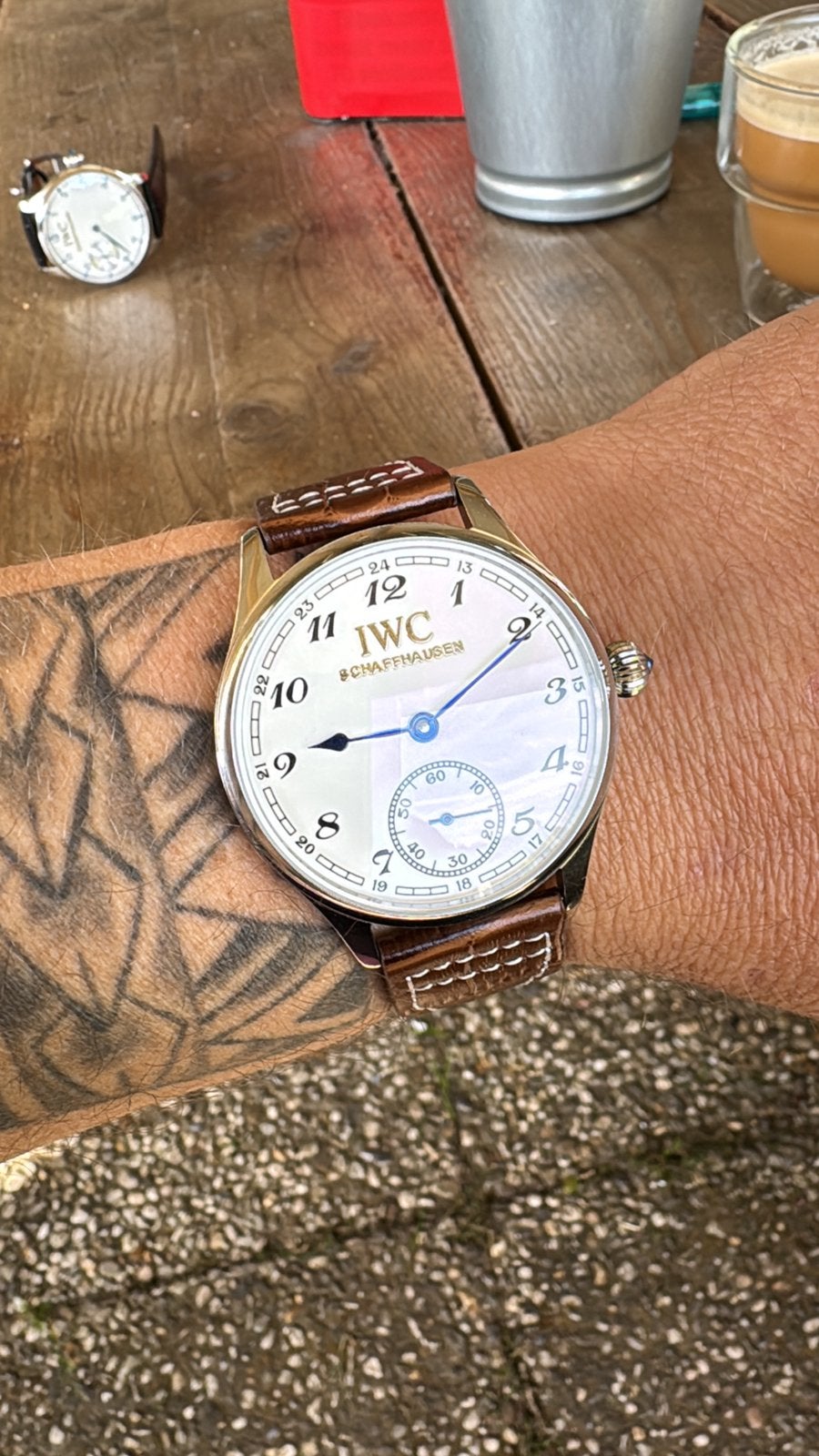 IWC 45mm marriagewatch w-6497 handwind, Ophalen of Verzenden, Staal, Overige merken, 1960 of later