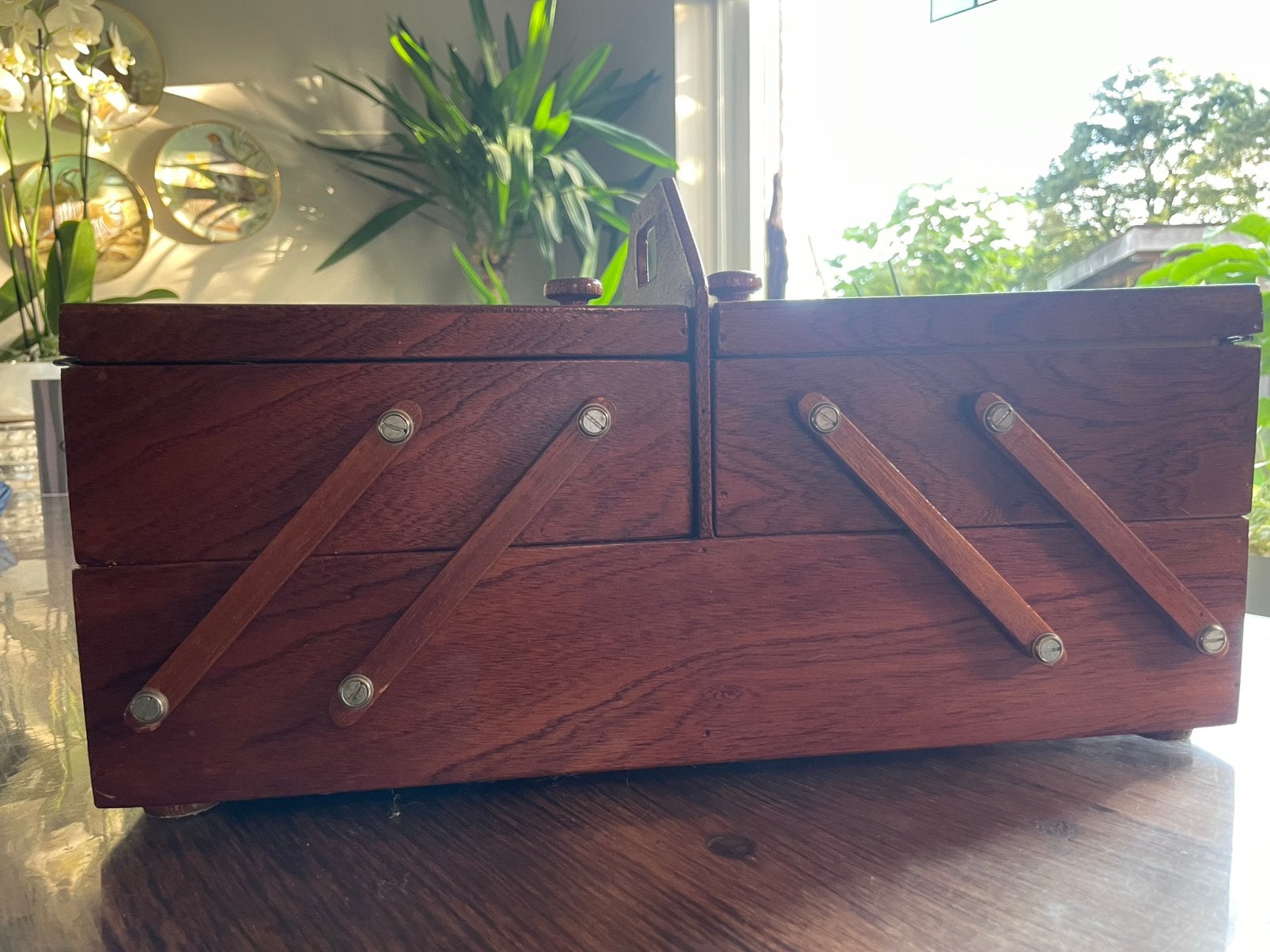 Vintage houten naaidoos, Ophalen of Verzenden, Gebruikt, Minder dan 50 cm