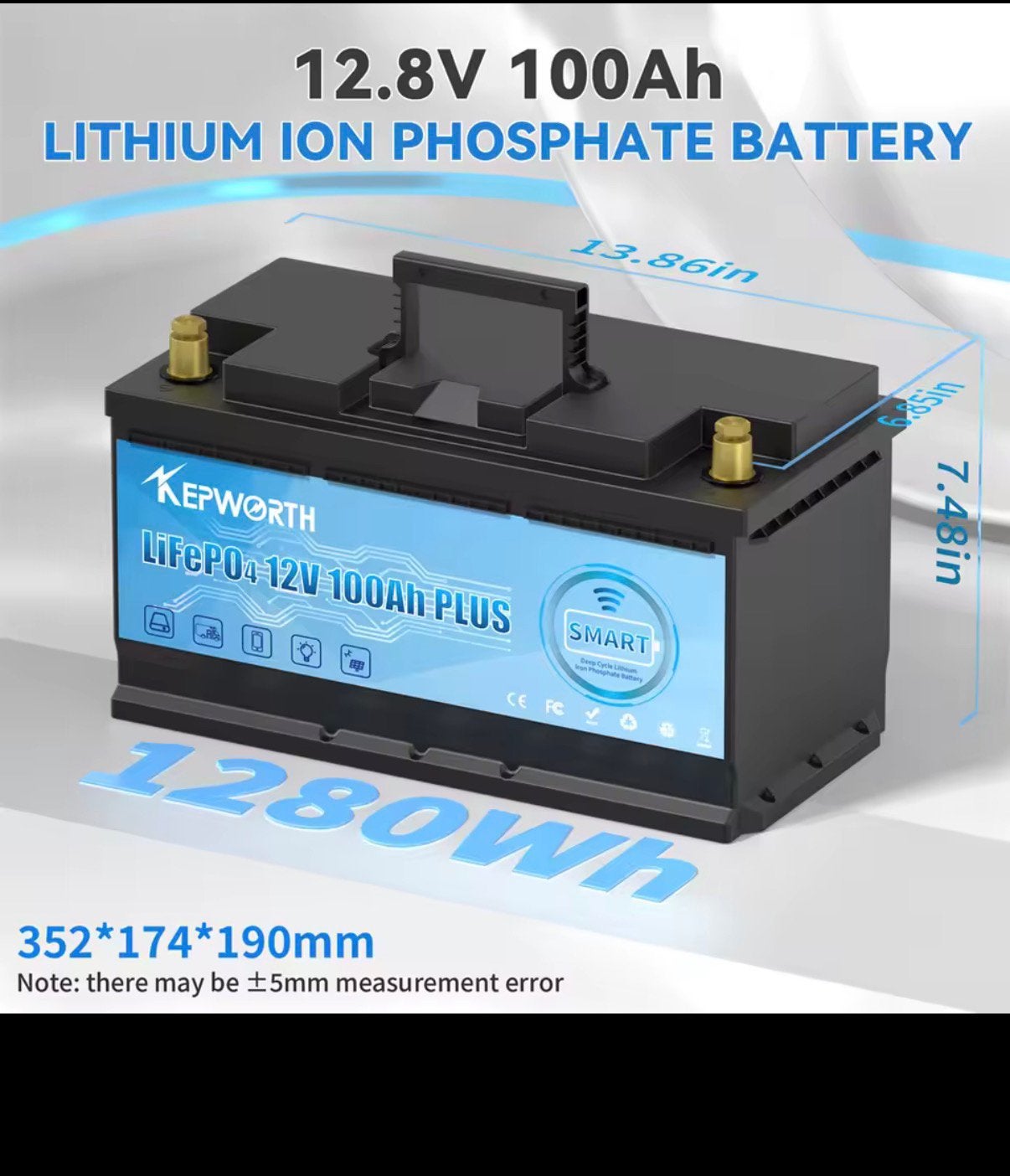 KEPWORTH 12V 100Ah LiFePO4-batterij voor het karper vissen, Ophalen of Verzenden, Zo goed als nieuw, Overige typen