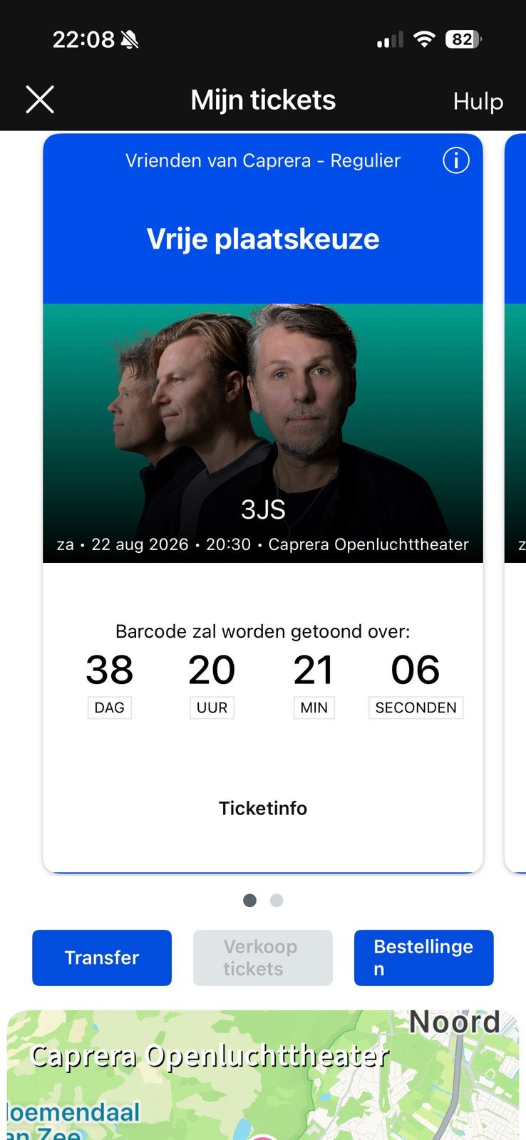 2 avond tickets 3j”s, Twee personen, Augustus