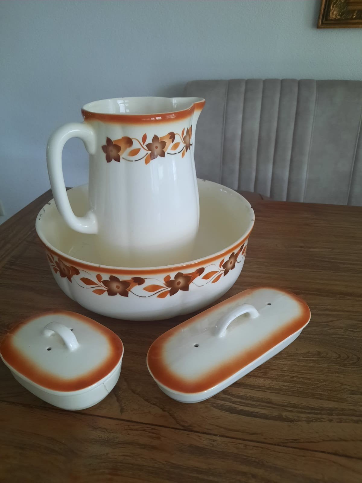 Vintage lampetstel met bloemmotief, Ophalen