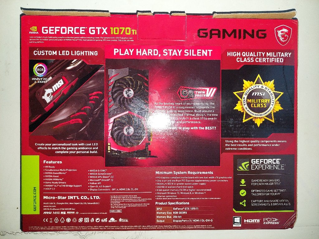 MSI GeForce GTX 1070 Ti – Nieuwstaat, werkt perfect, Computers en Software, Videokaarten, PCI-Express 3, Ophalen of Verzenden