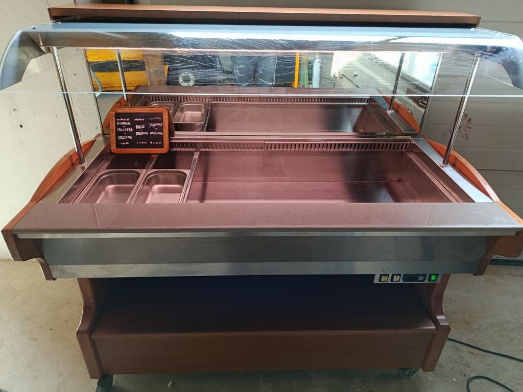 Gekoelde Saladette / Koelvitrine met Houten Afwerking, Ophalen, Gebruikt, Koelen en Vriezen