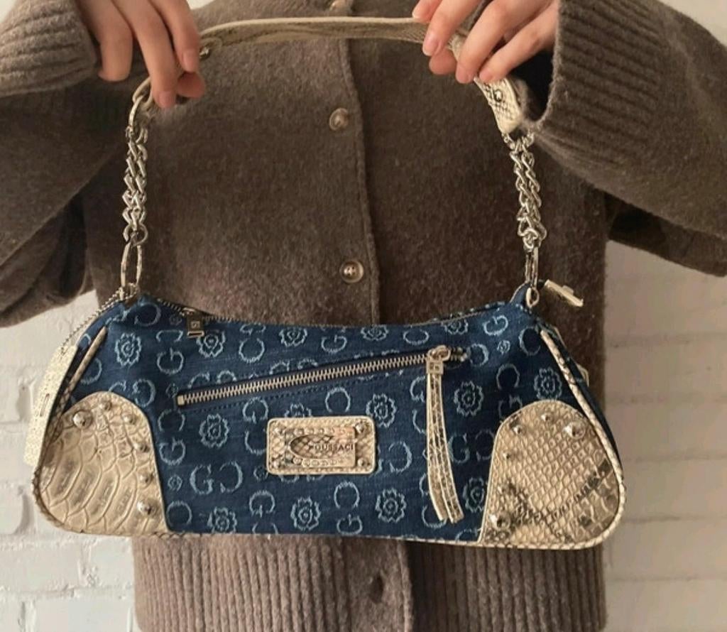 Vintage Gussaci Y2K denim handbag, Sieraden, Tassen en Uiterlijk, Tassen | Damestassen, Nieuw, Schoudertasje, Blauw, Ophalen of Verzenden