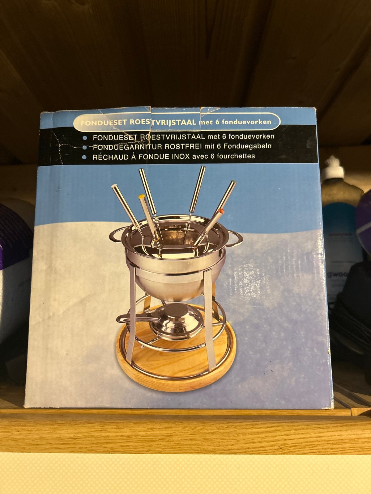 Roestvrijstalen fondueset met 6 fonduevorken, Witgoed en Apparatuur, Ophalen of Verzenden, Nieuw, Brander, Fondueset