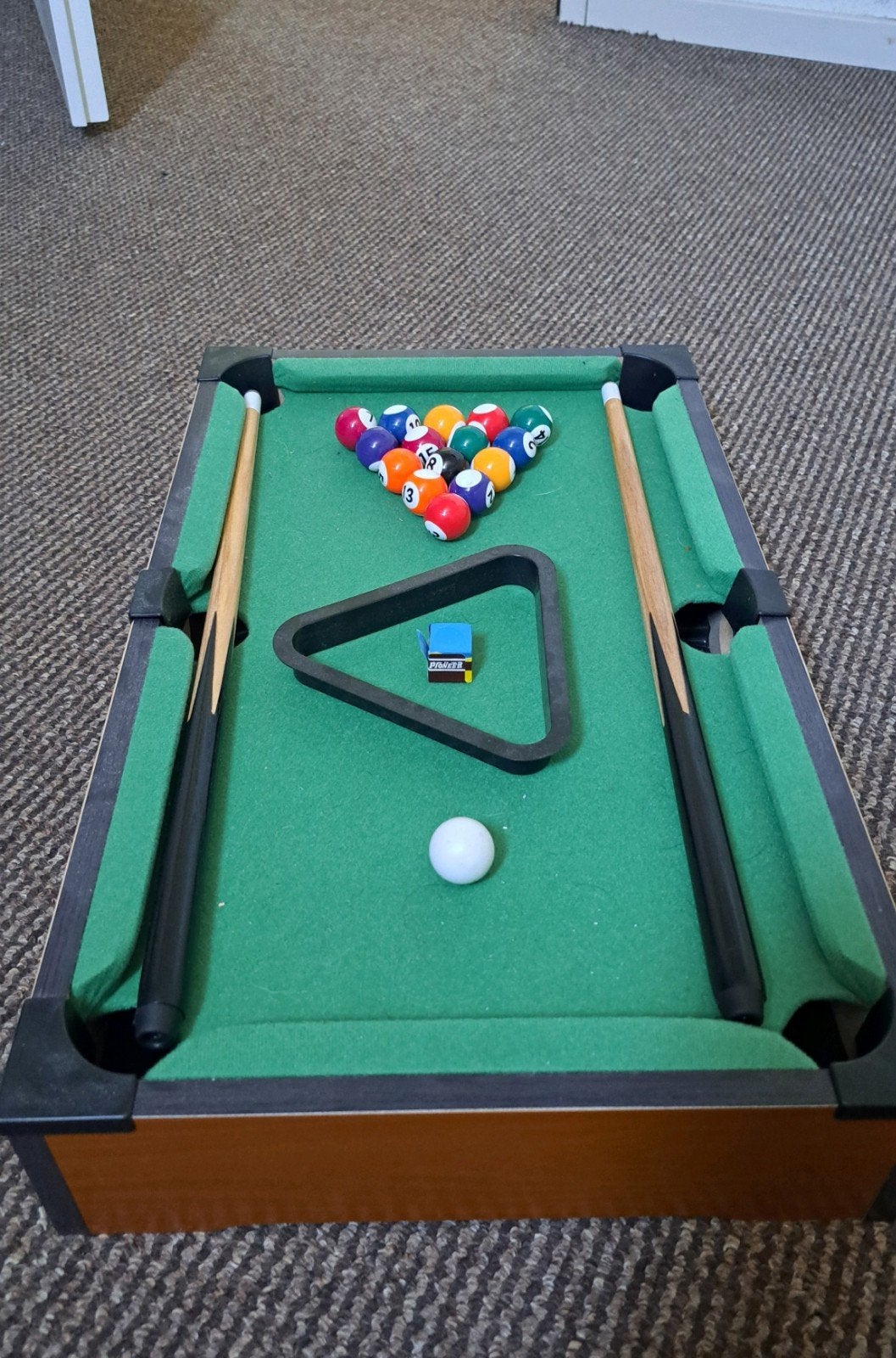 Mini pooltafel met keuen en ballen, Ophalen of Verzenden, Gebruikt, Pooltafel