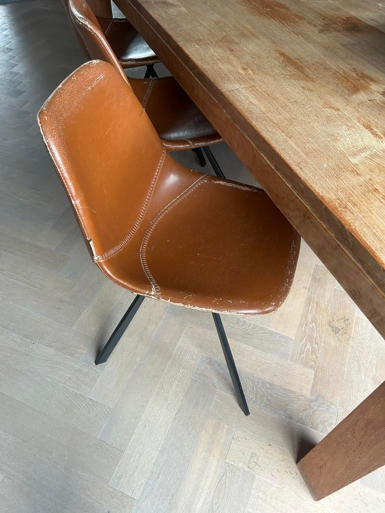 4 of 6 Eetkamer stoelen Dutchbone, Huis en Inrichting, Stoelen, Ophalen, Kunststof, Gebruikt, Bruin