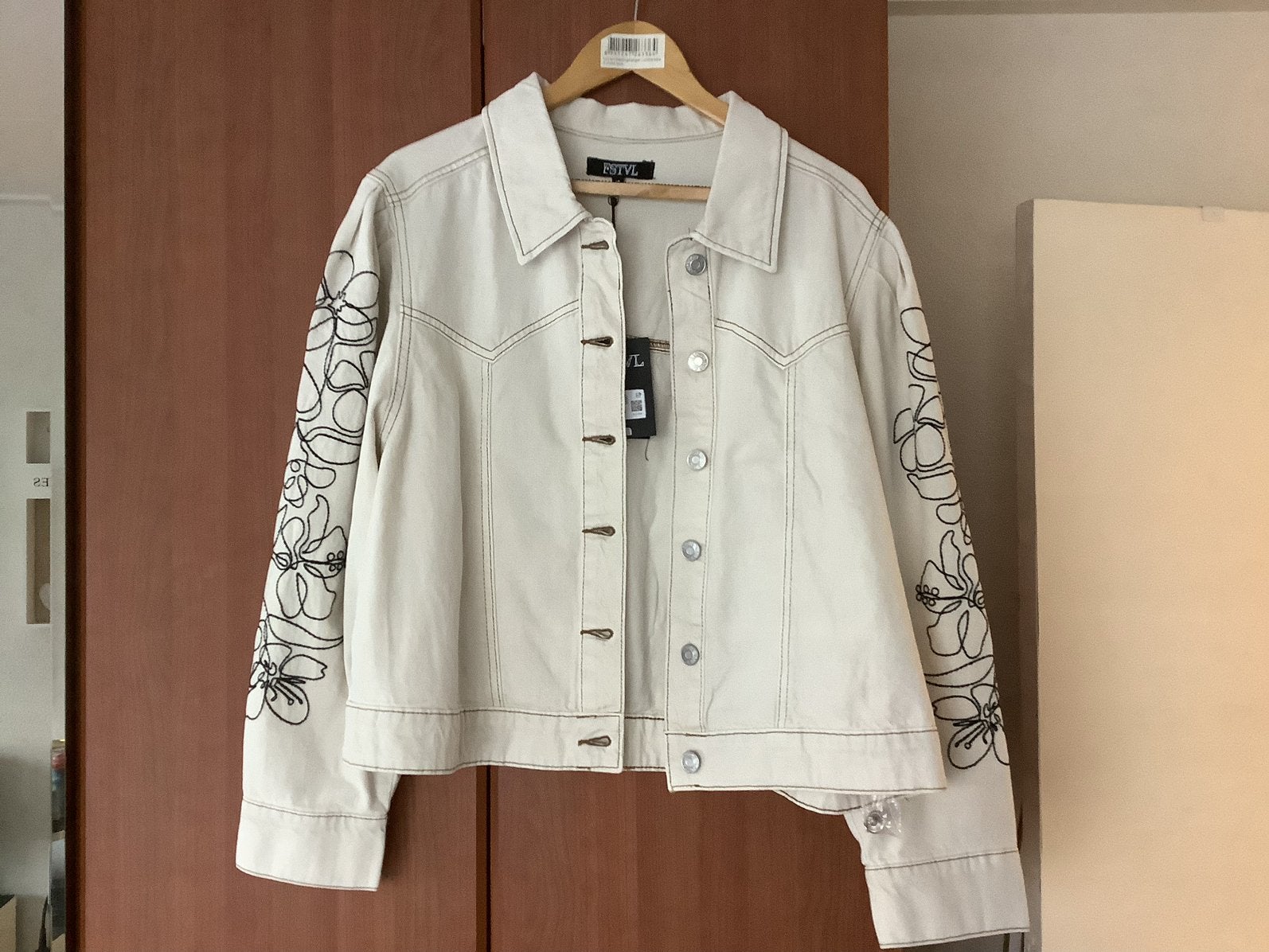 MS Mode spijkerjasje met broderie Maat 50 NIEUW, Ophalen of Verzenden, Nieuw, Maat 46/48 (XL) of groter